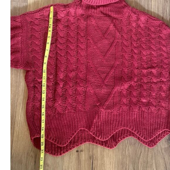 Lulus Cable Knit Turtleneck Sweater Burgundy Long Sleeve Women Size M NWT - Picture 6 of 8